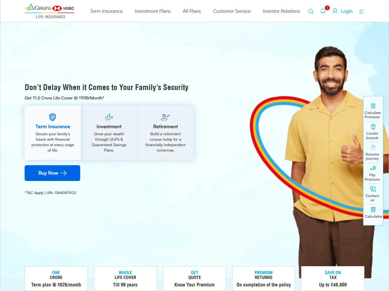 Canara HSBC Life Insurance website home page
