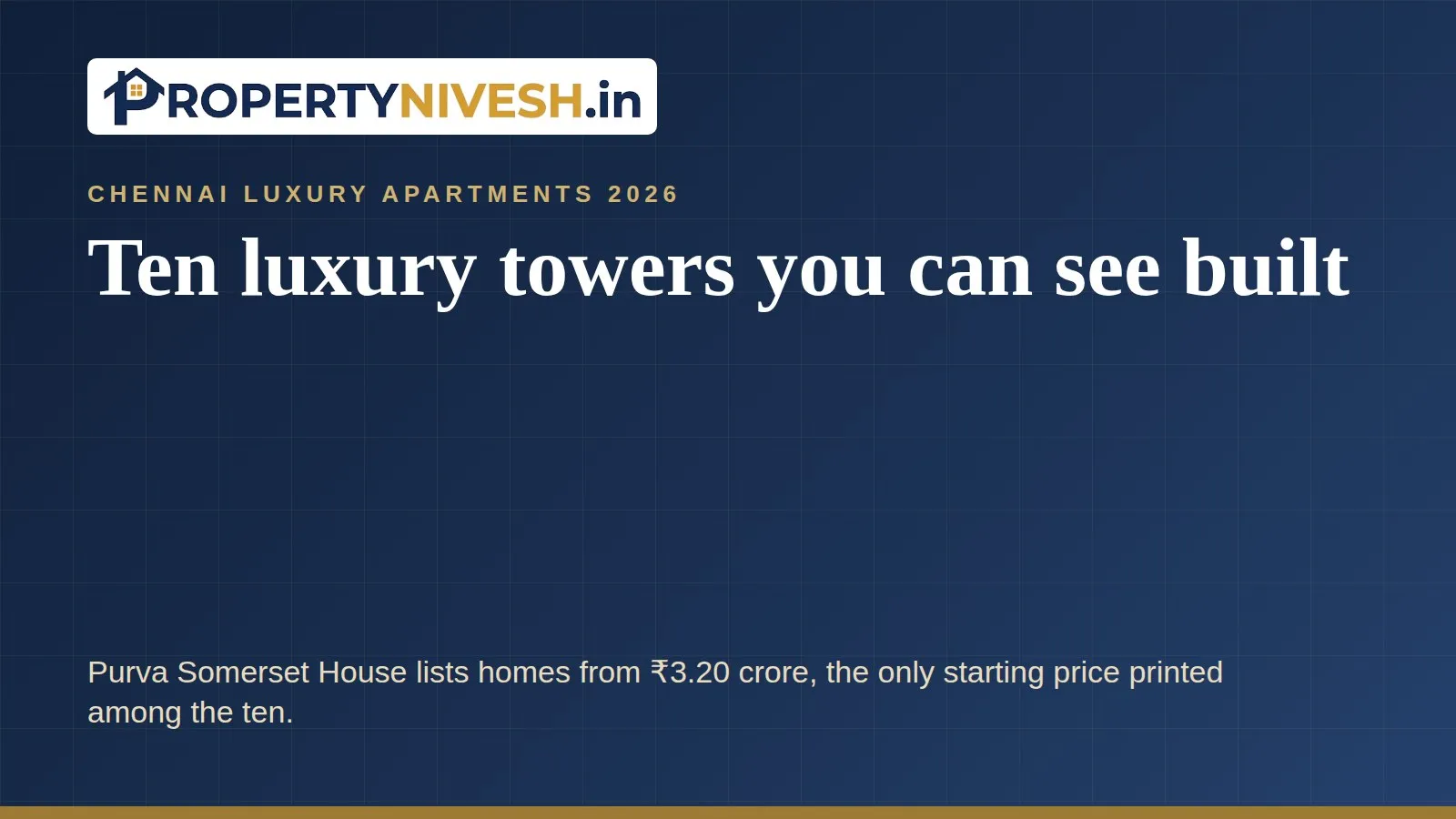 Cover for the Property Nivesh list of ten luxury apartment projects in Chennai