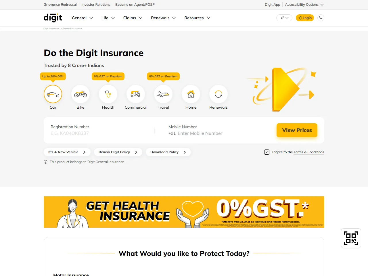Go Digit General Insurance website home page