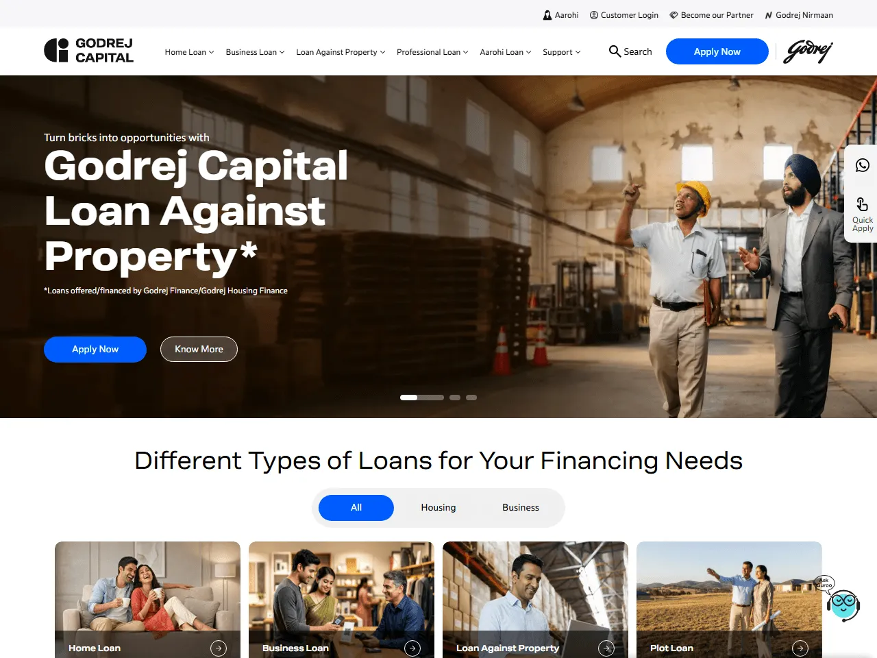 Godrej Capital website home page