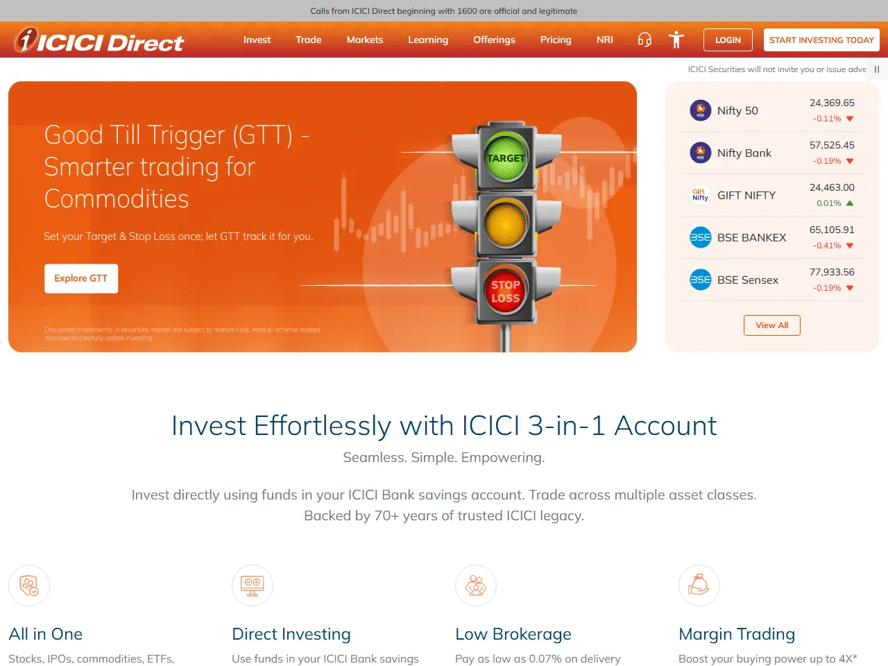 ICICI Direct website home page