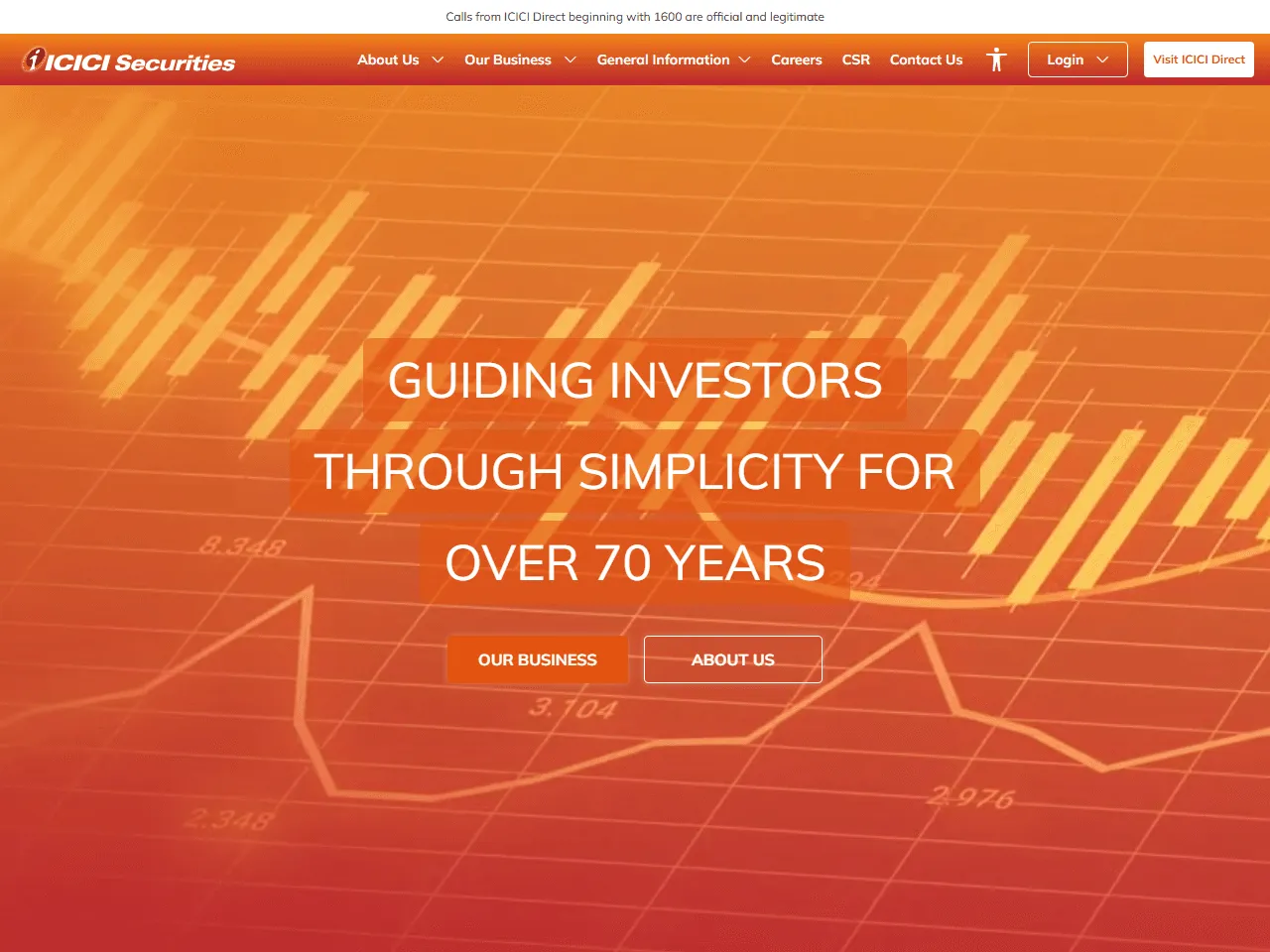 ICICI Securities website home page