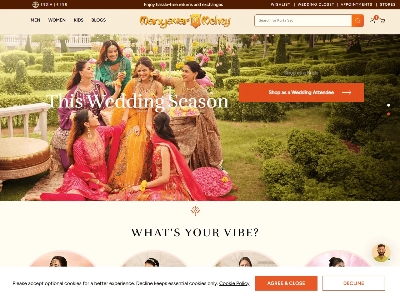 Manyavar Mohey website home page