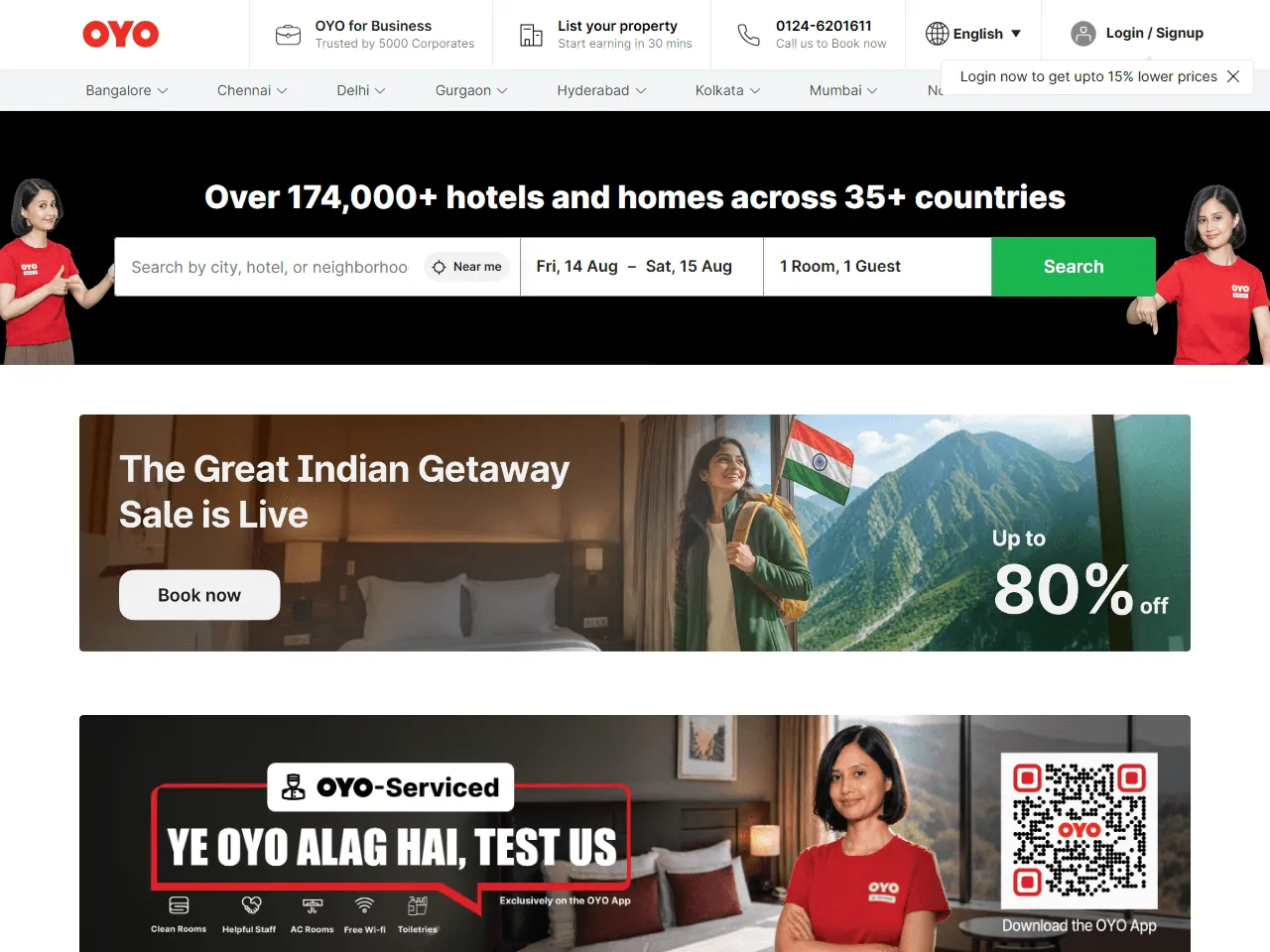 OYO Vacation Homes website home page